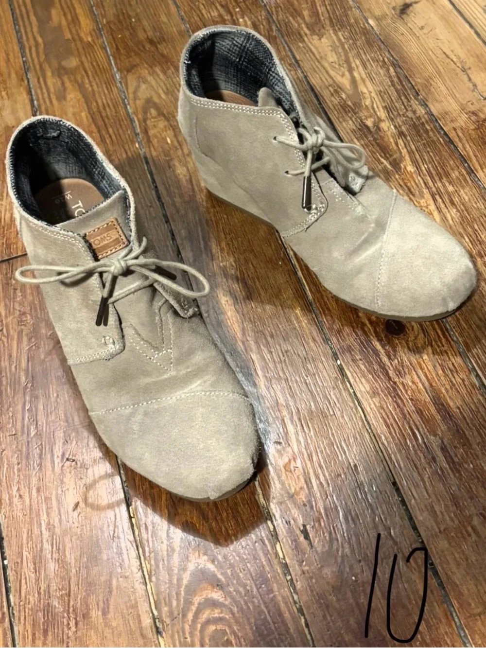 Women's Taupe Suede Wedge Ankle Booties - Comfortable Casual - TOMS